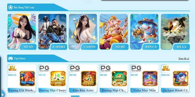 Kho game và sảnh cược vô cùng đa dạng