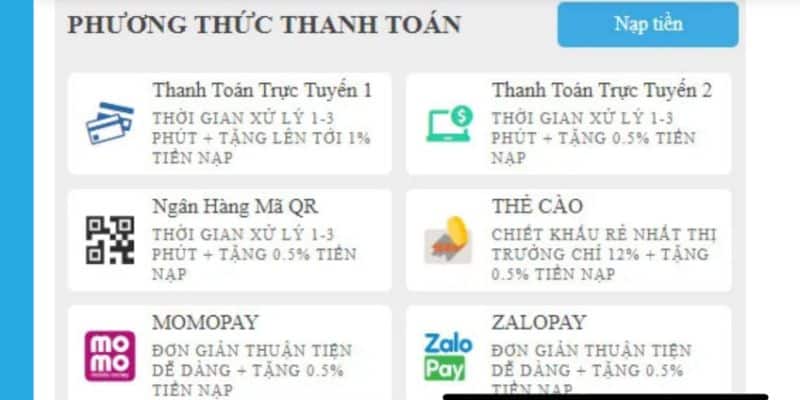 Nạp tiền bằng ví điện tử 